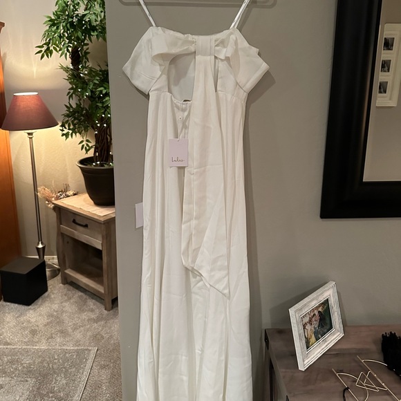 Lulus Dose of Love Satin Off-The-Shoulder Mermaid Maxi Dress, SIZE SMALL - Picture 7 of 7